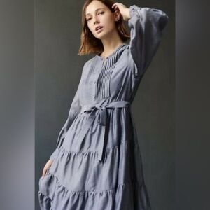 EUC Anthropologie X Mare Mare Agosta Tiered Maxi Dress, Slate Blue, Sz S, 165